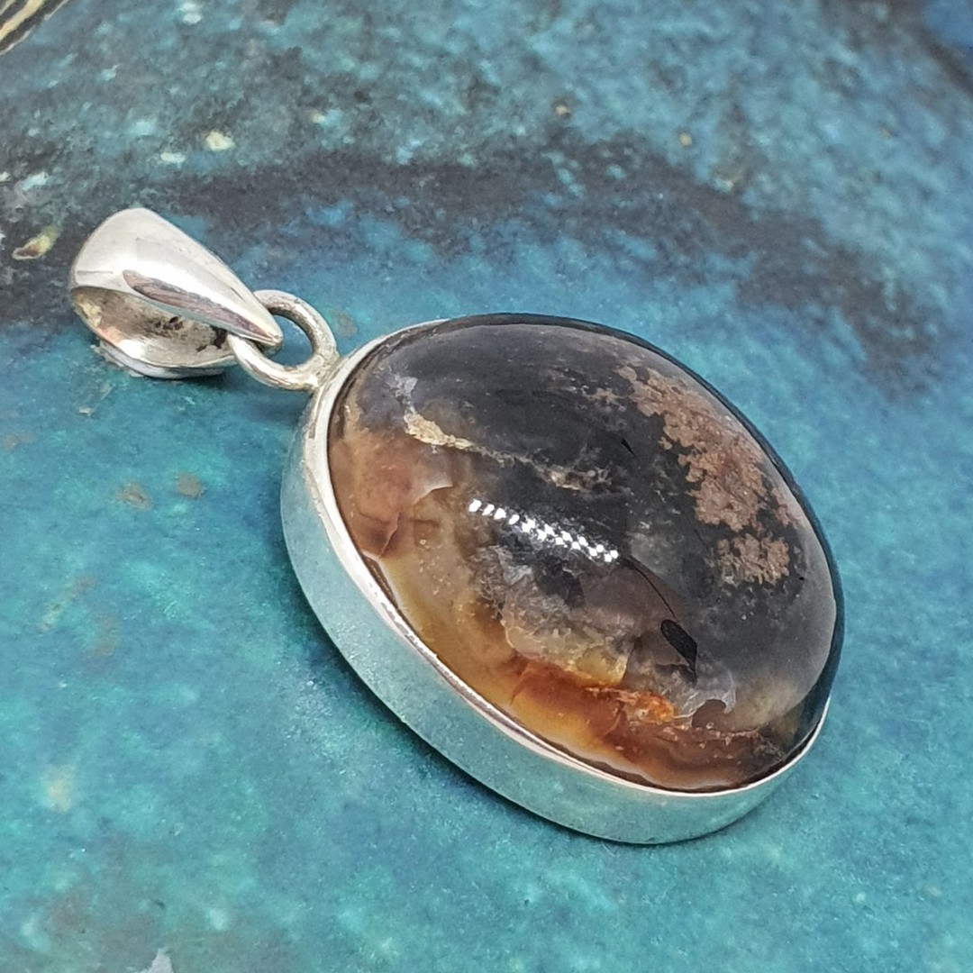Sterling silver agate pendant image 1