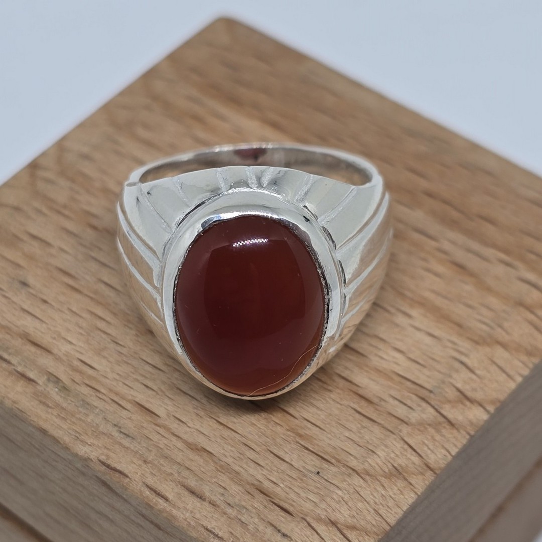 Chunky sterling silver carnelian ring image 1