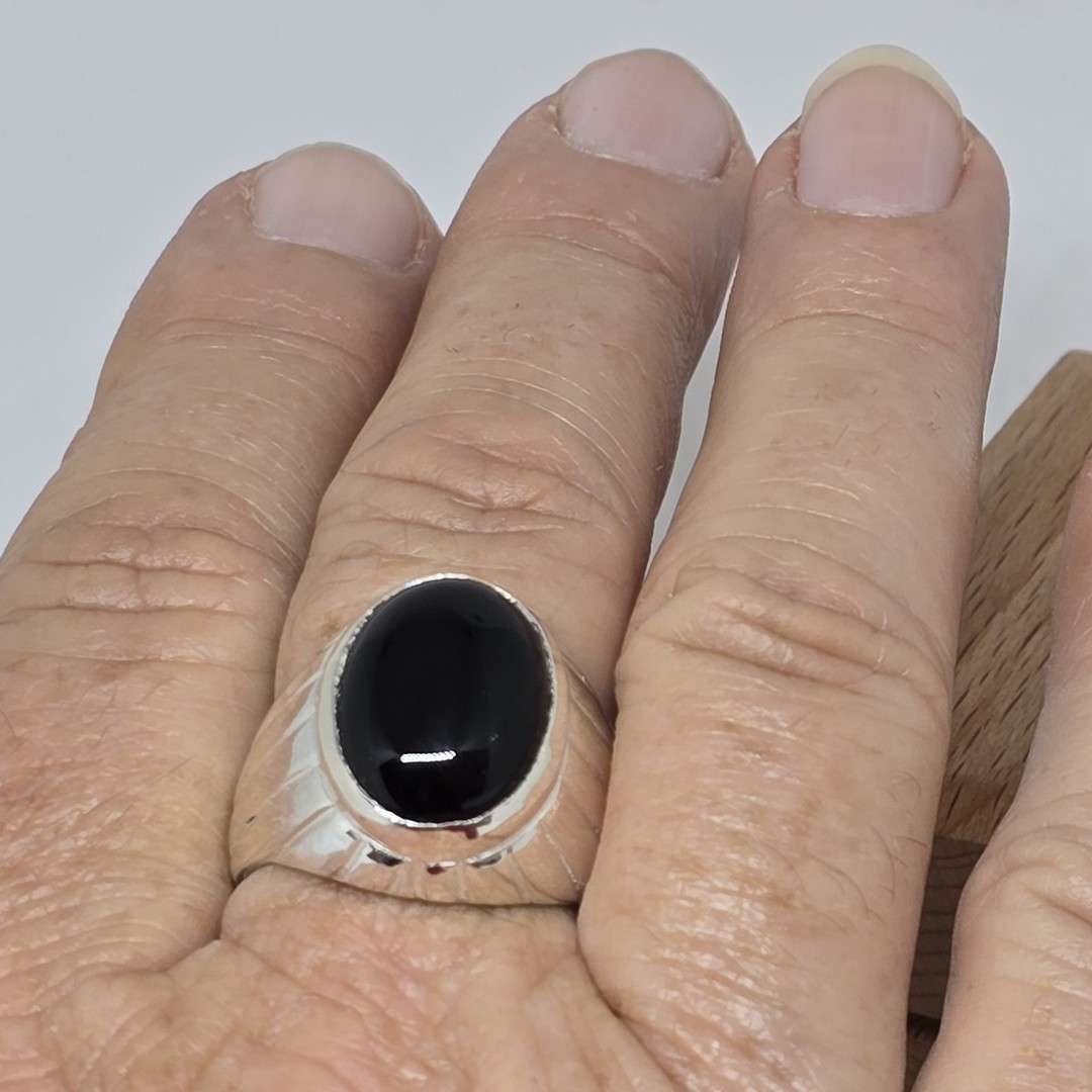 Chunky sterling silver onyx ring image 3