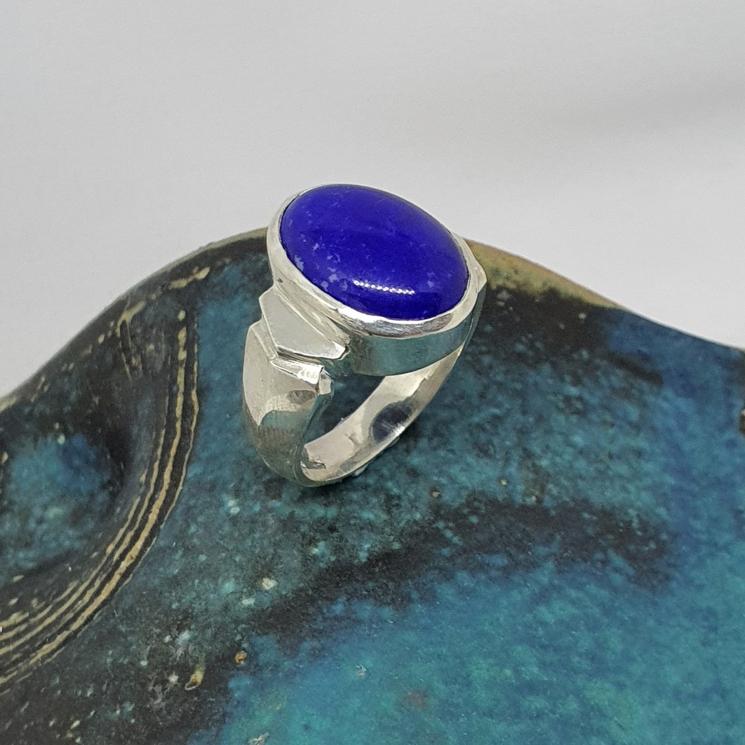 Sterling silver oval lapis lazuli ring, made in NZ image 1