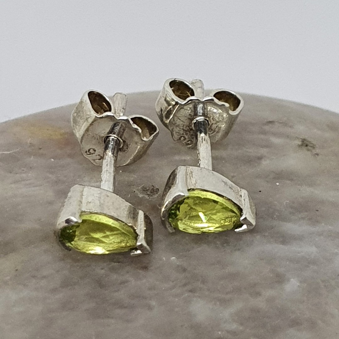 Silver green fluorite stud earrings - last pair image 0