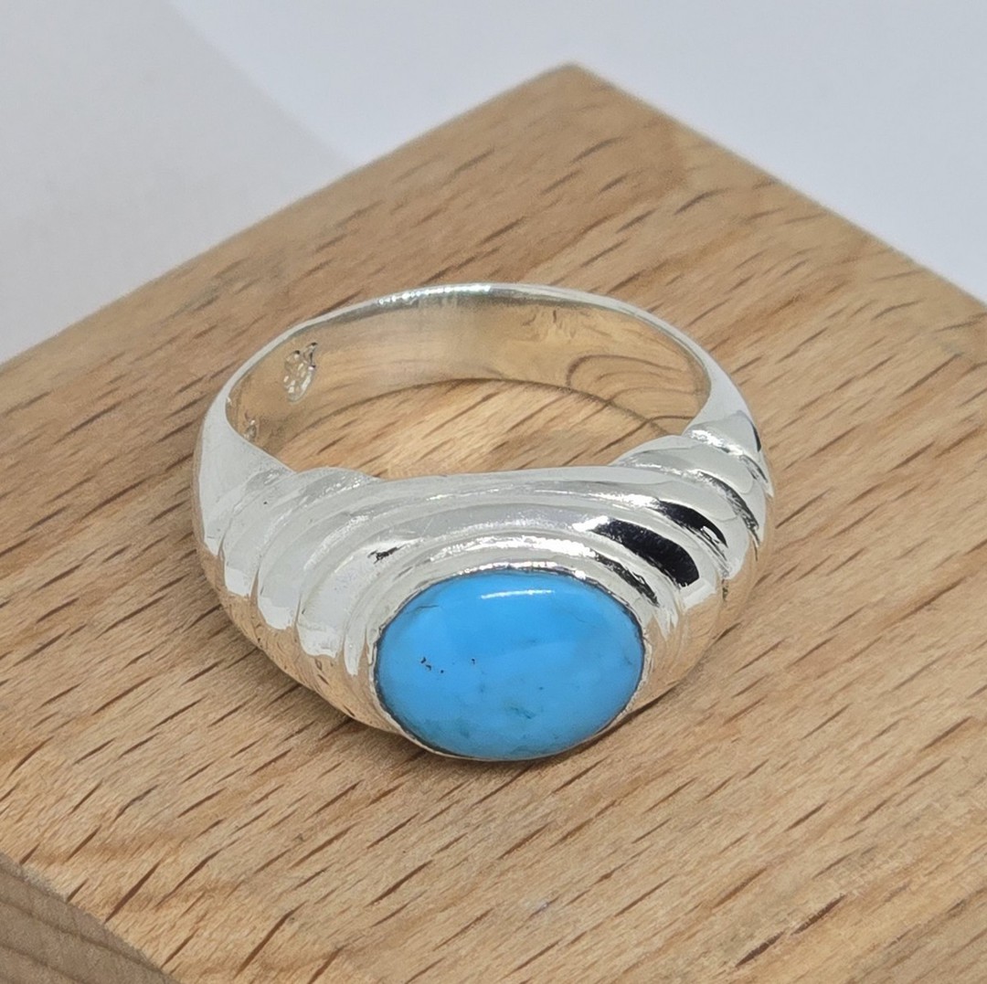 Sterling Silver Turquoise Ring, Made in NZ image 1