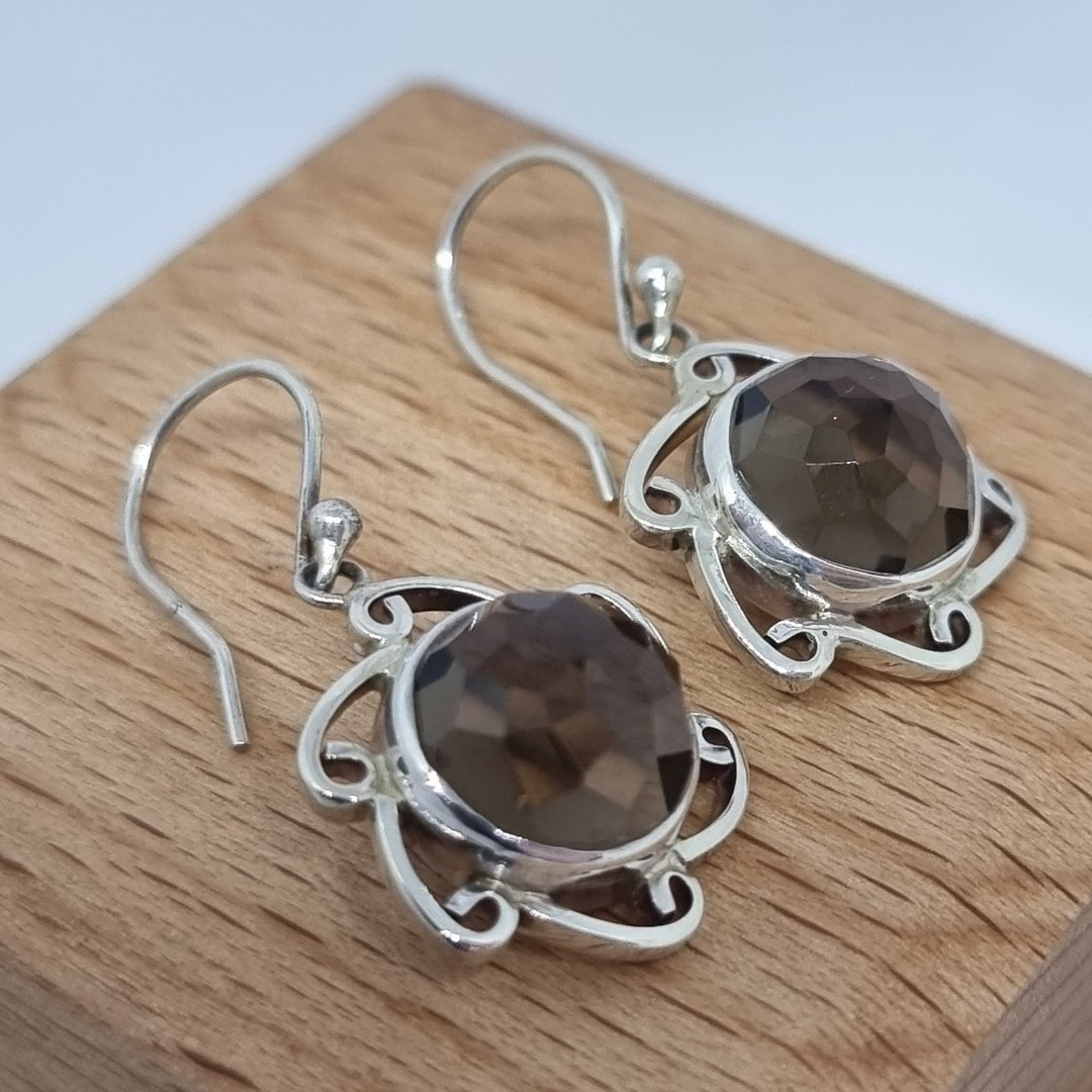 New in 2022 -  smoky quartz silver earrings image 0