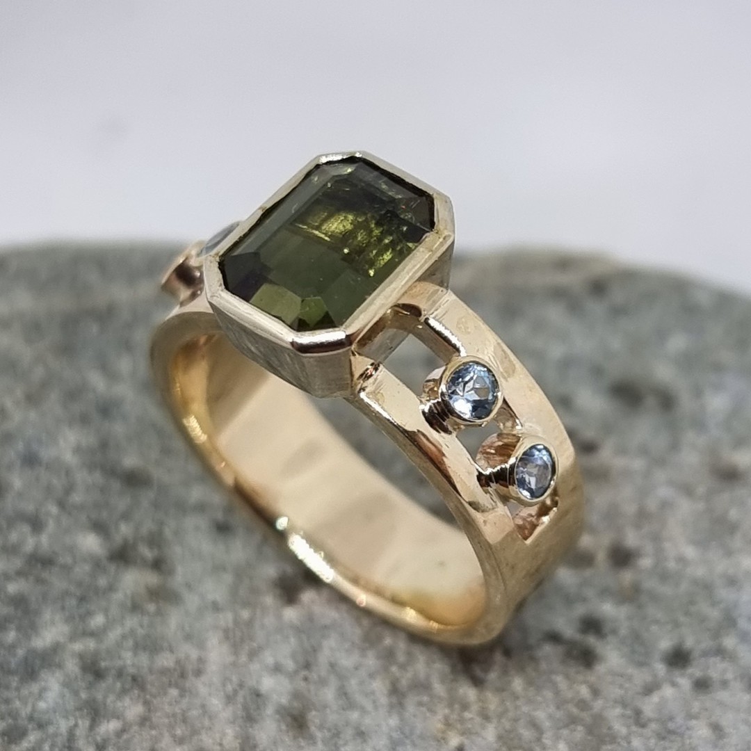 9ct gold tourmaline and topaz ring, made in NZ image 4