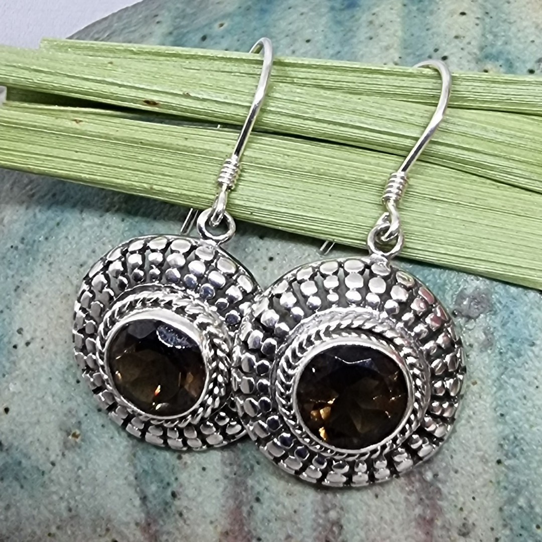New to our range -  smoky quartz silver earrings image 0