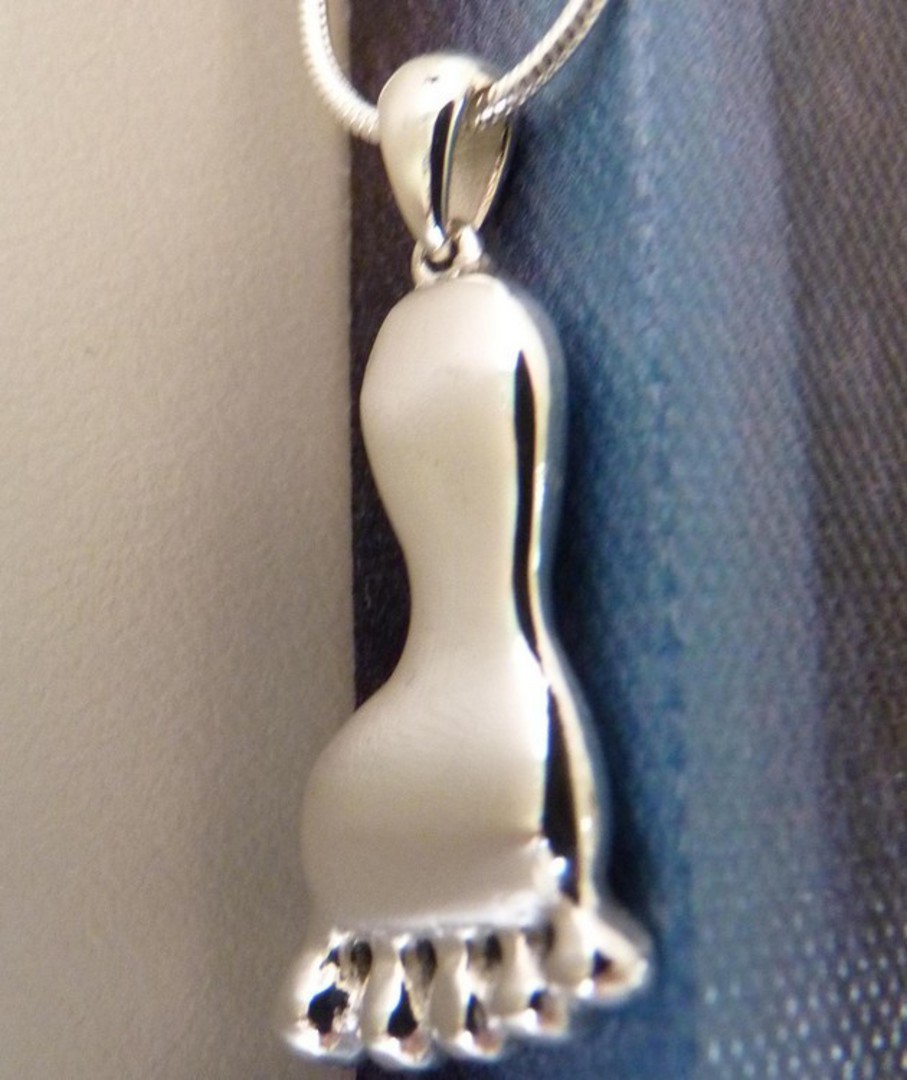Solid Sterling Silver Foot Pendant image 2