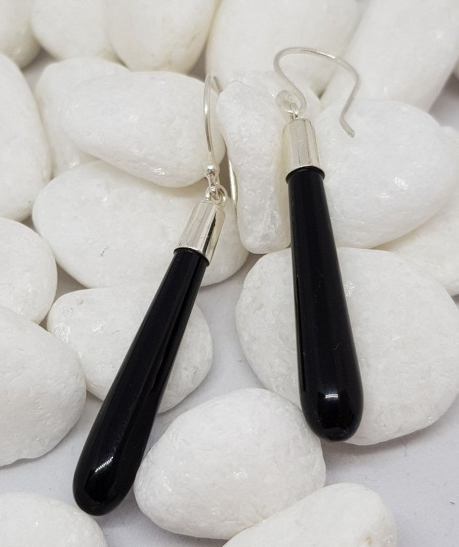 Black onyx earrings image 1