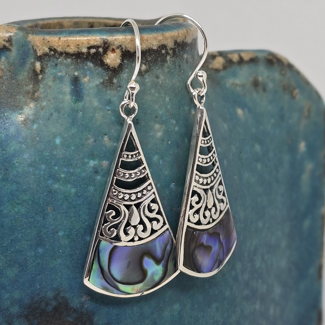 Silver paua shell earrings image 1