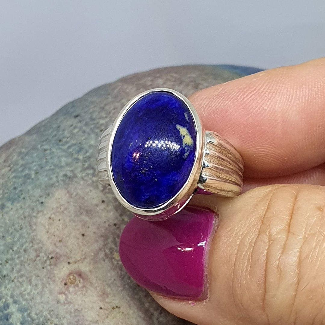 Sterling silver lapis lazuli gemstone ring, made in NZ image 4