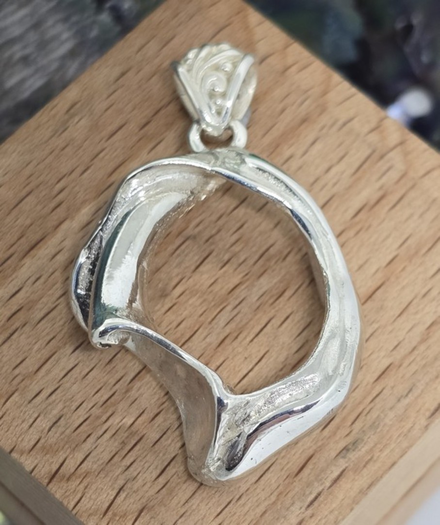 Sterling silver cast beach shell pendant image 0