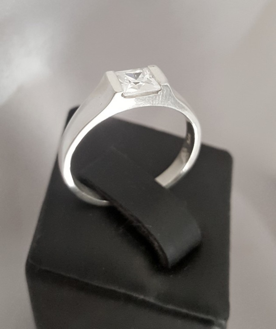 Dainty princess cut cz sterling silver ring image 0
