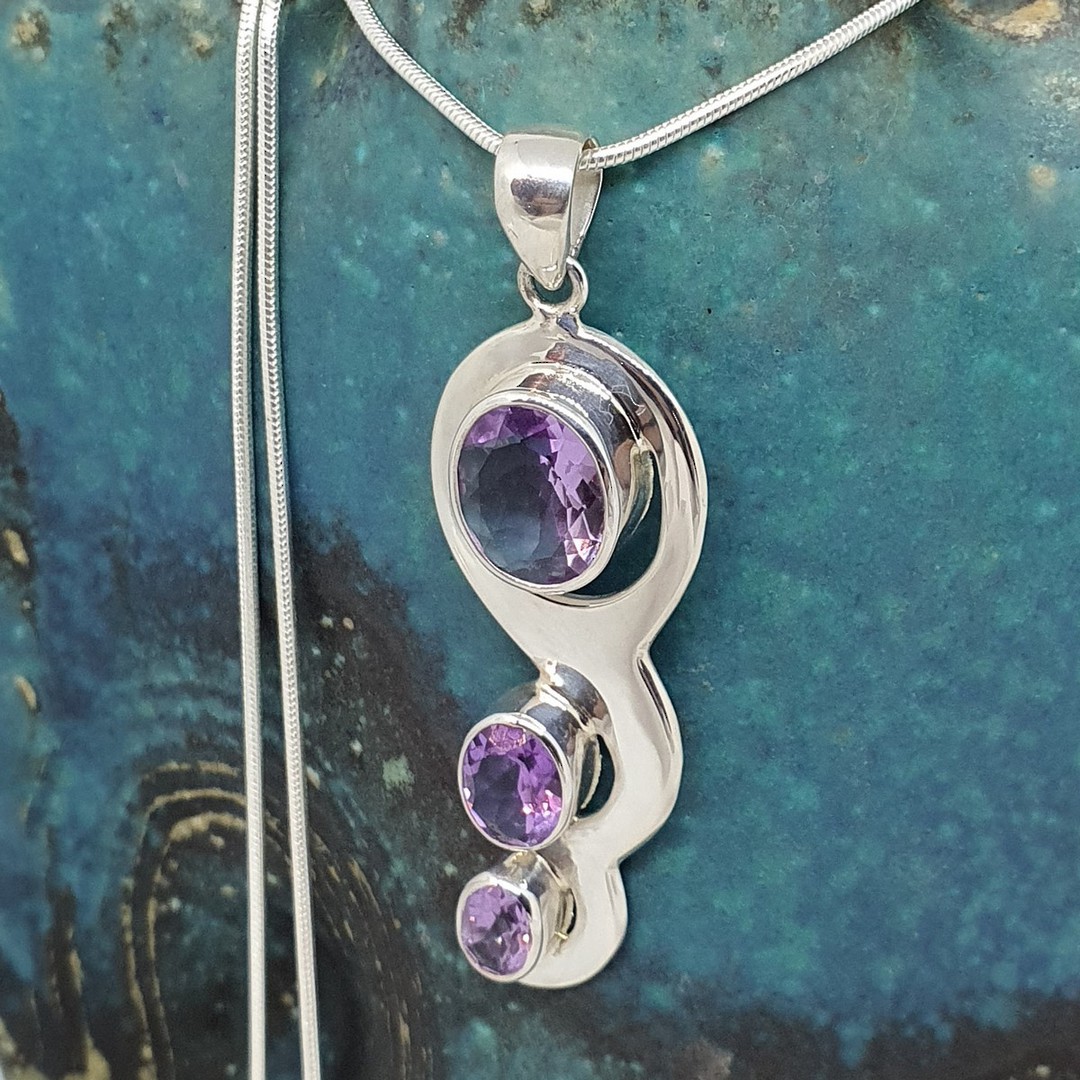 Sterling silver amethyst pendant necklace image 2