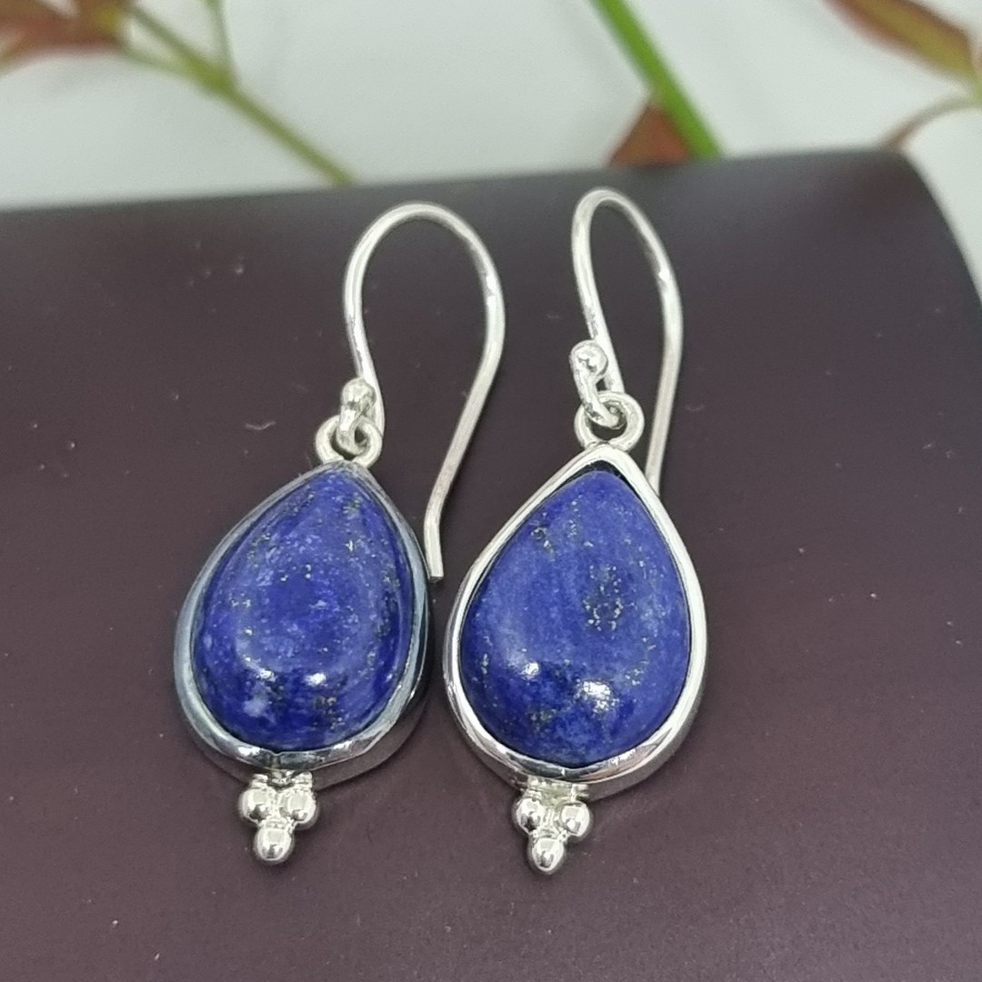 925 Sterling silver lapis lazuli earrings image 0
