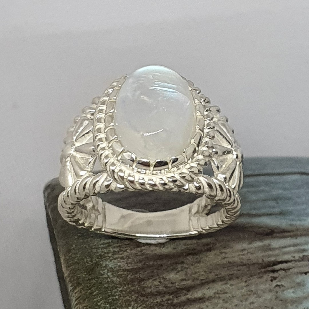 Sterling silver moonstone flower ring - last one image 3