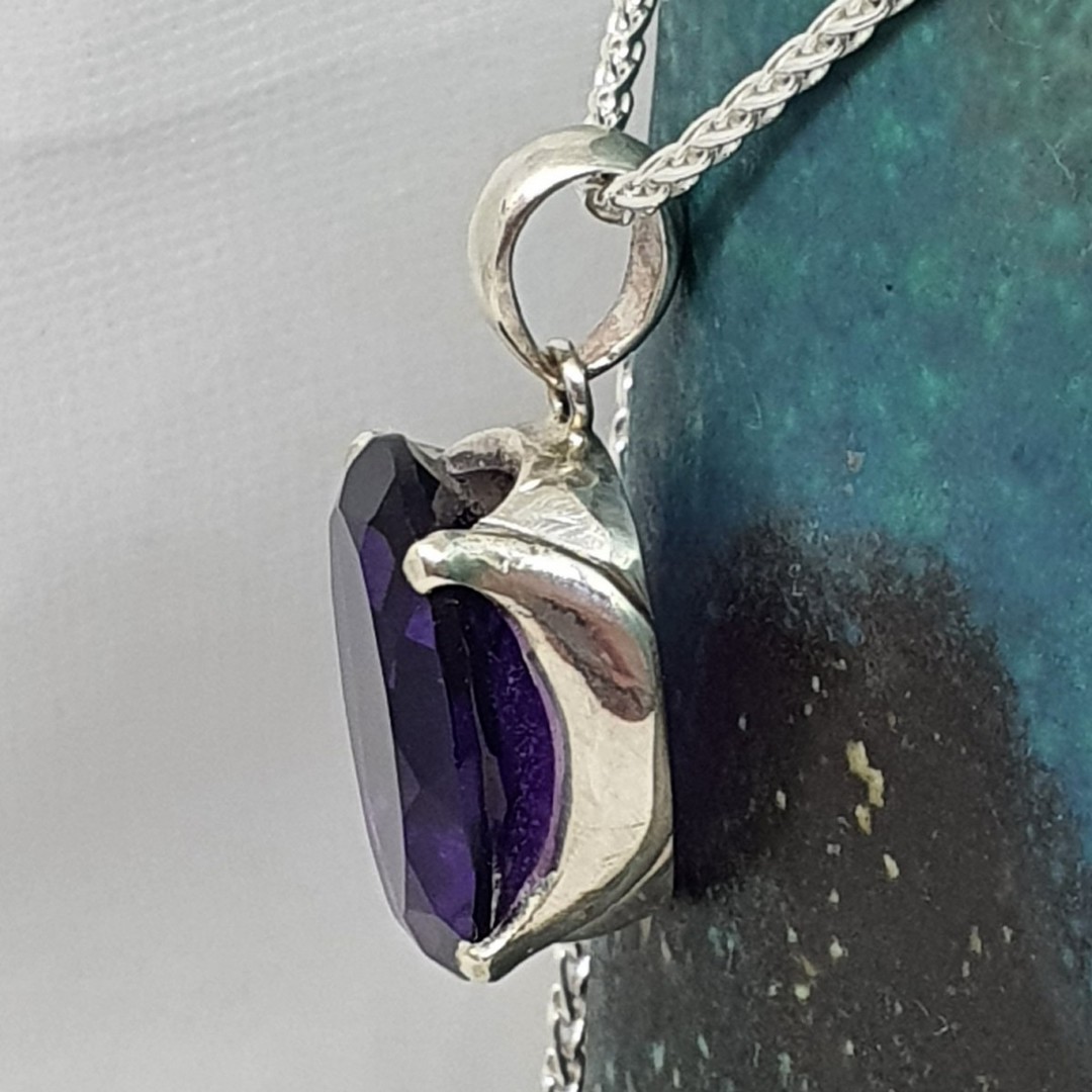 Made in NZ, large oval purple gemstone pendant image 3