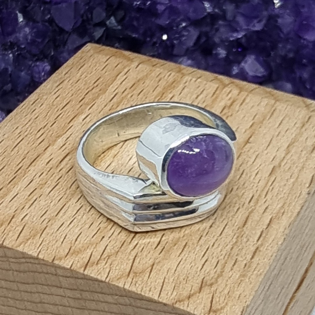 Sterling silver natural amethyst ring, made in NZ image 2