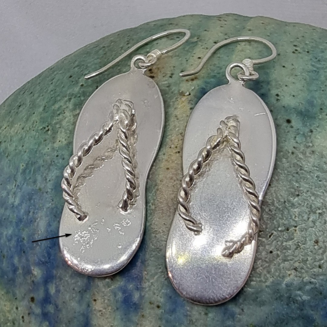 Large silver jandal earrings - SALE image 2