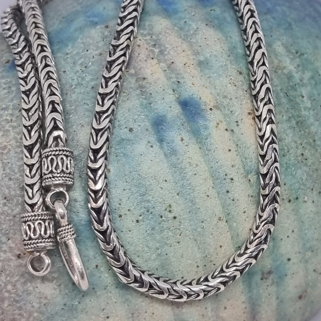 Sterling silver heavy woven chain, 45cms long image 0