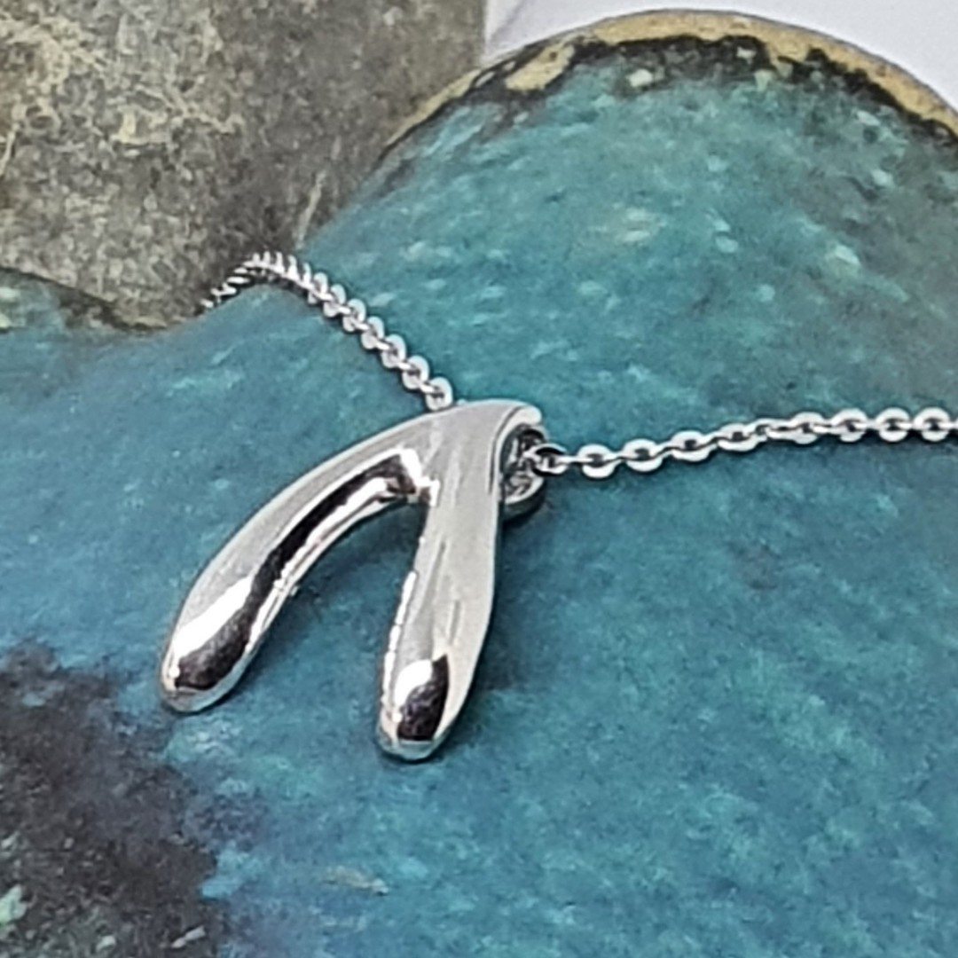 Sterling silver wishbone necklace image 2