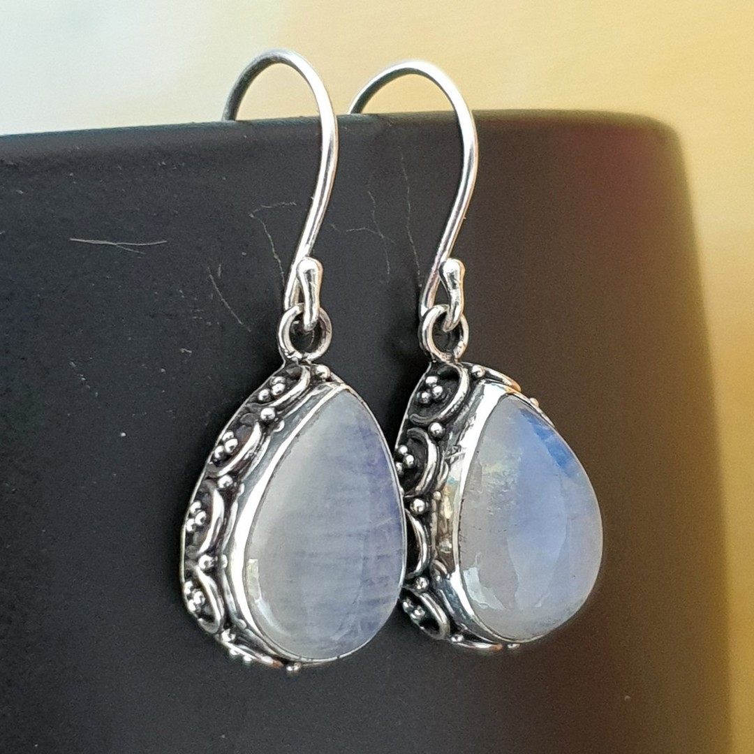 Moonstone earrings with stunning filigree frame image 3