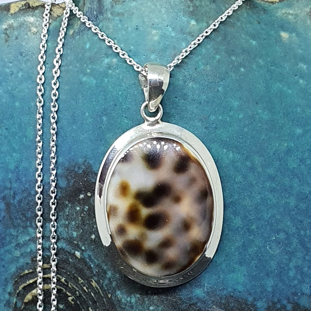 Sterling silver cowrie shell pendant image 1