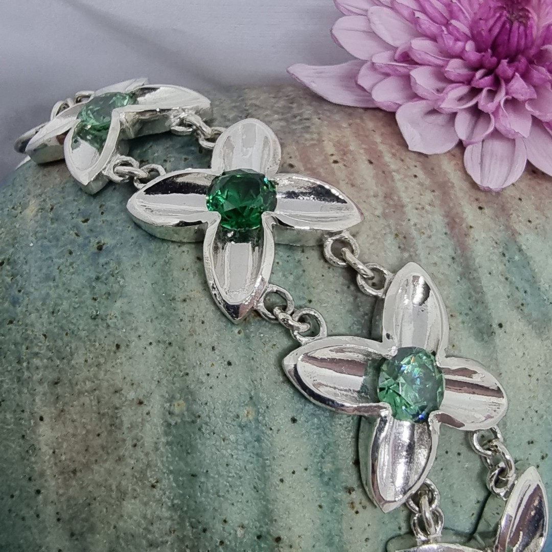 Sterling silver green gemstone bracelet image 5