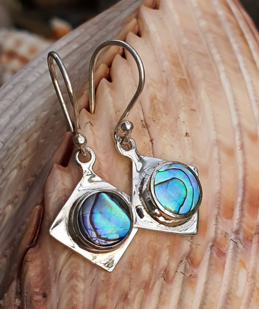 NZ Paua Shell Silver Earrings image 0