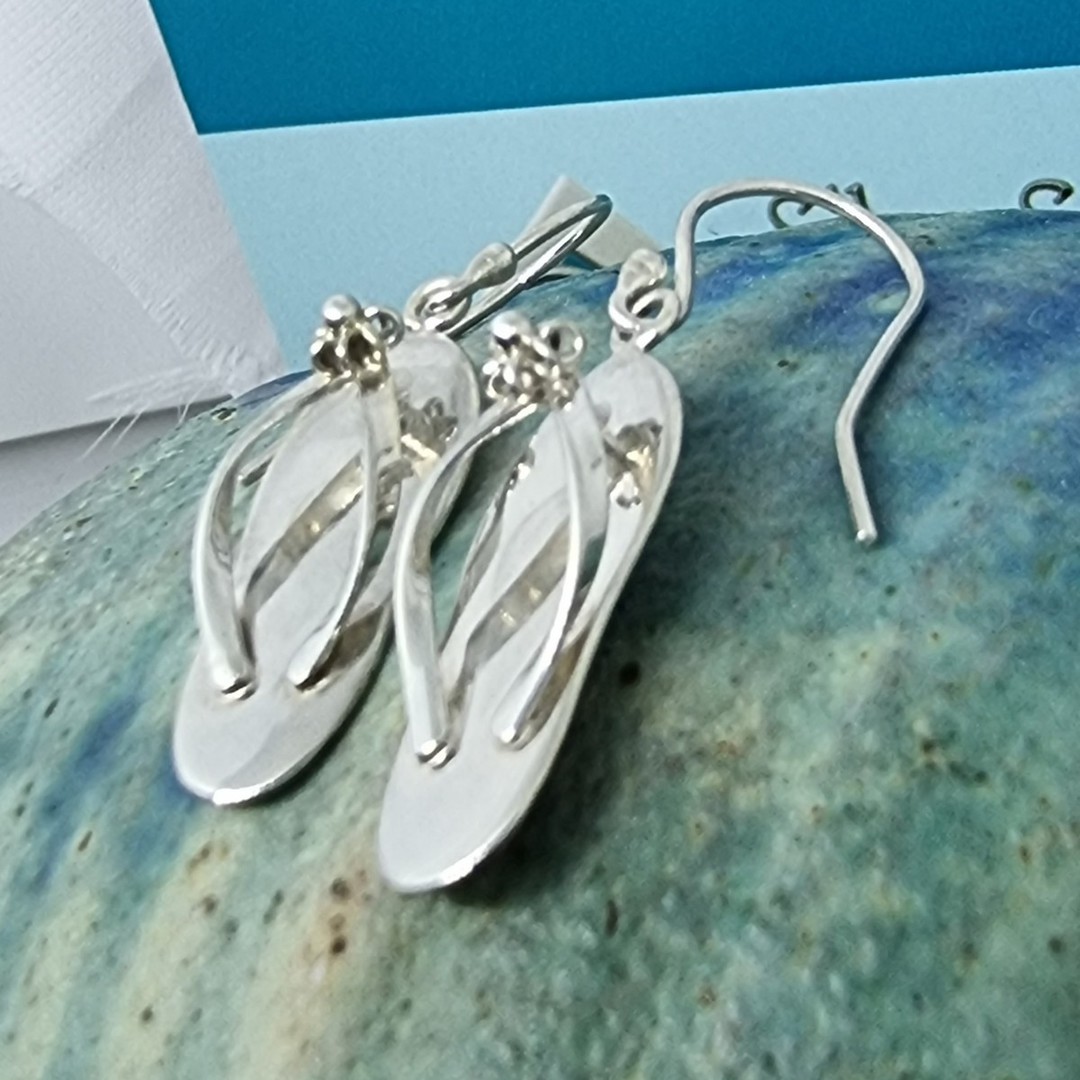 Silver jandal earrings image 1