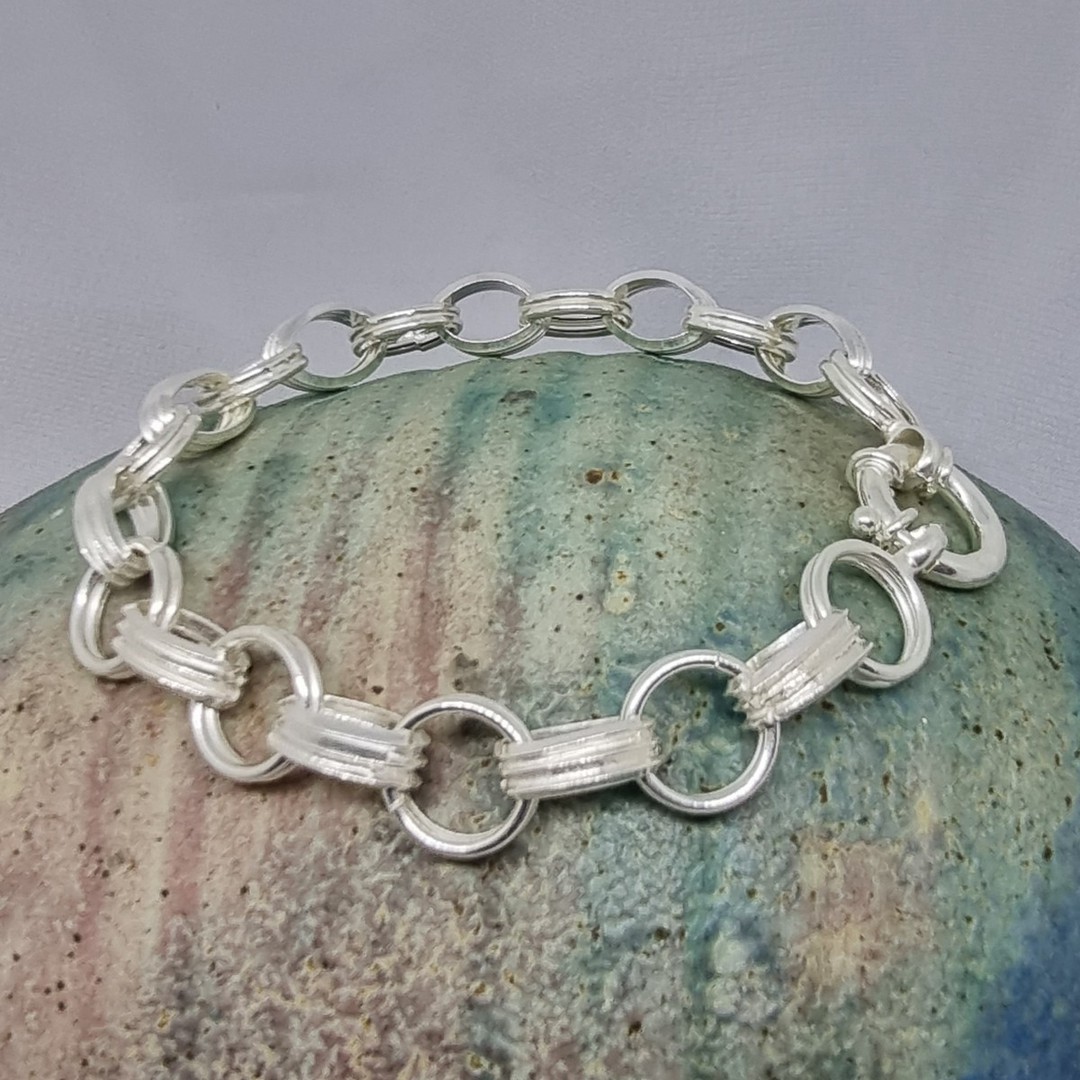 Sterling silver hollow linked belcher bracelet image 5