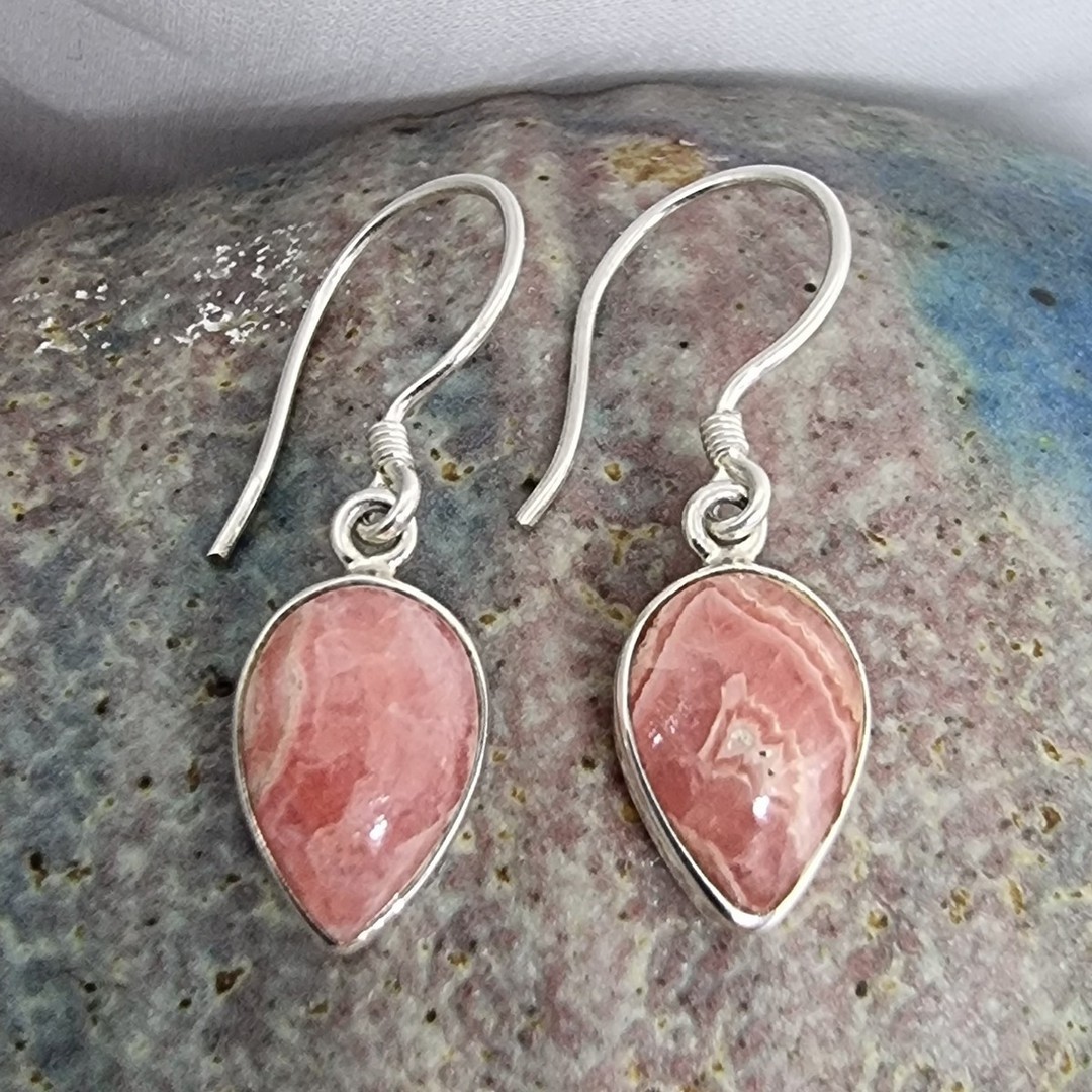 Sterling silver rhodochrosite earrings image 1
