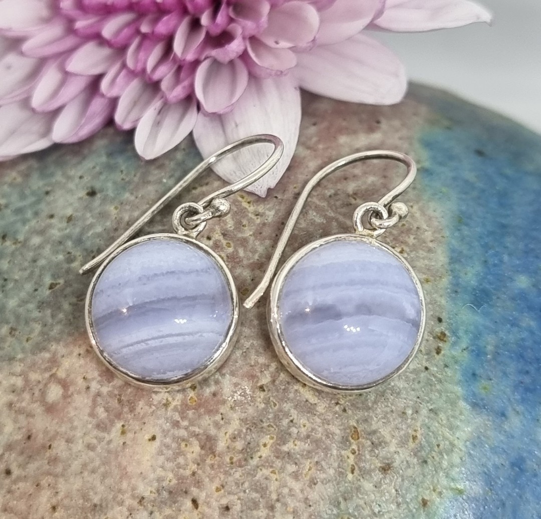 Sterling silver blue lace agate earrings image 3