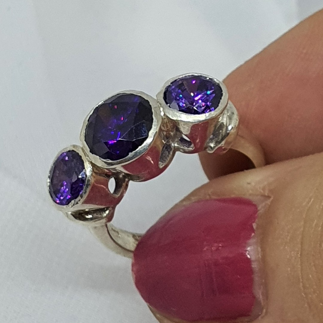 Sterling silver purple gemstone ring image 4