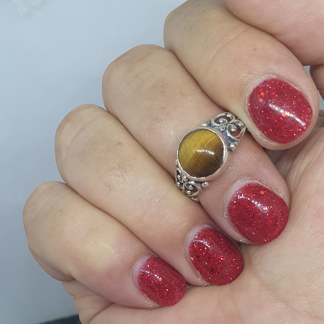 Sterling silver tigers eye gemstone ring image 1
