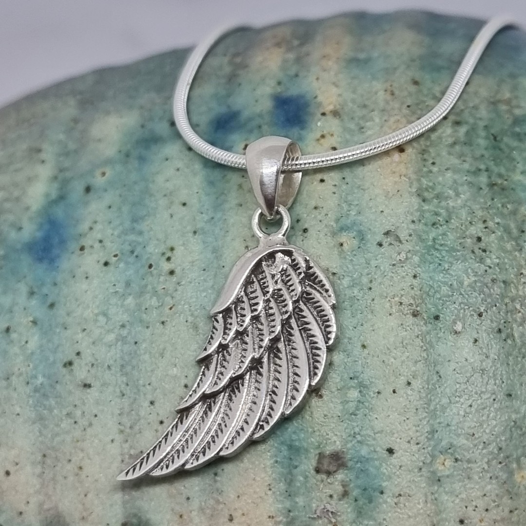 Solid sterling silver angel wing pendant image 4