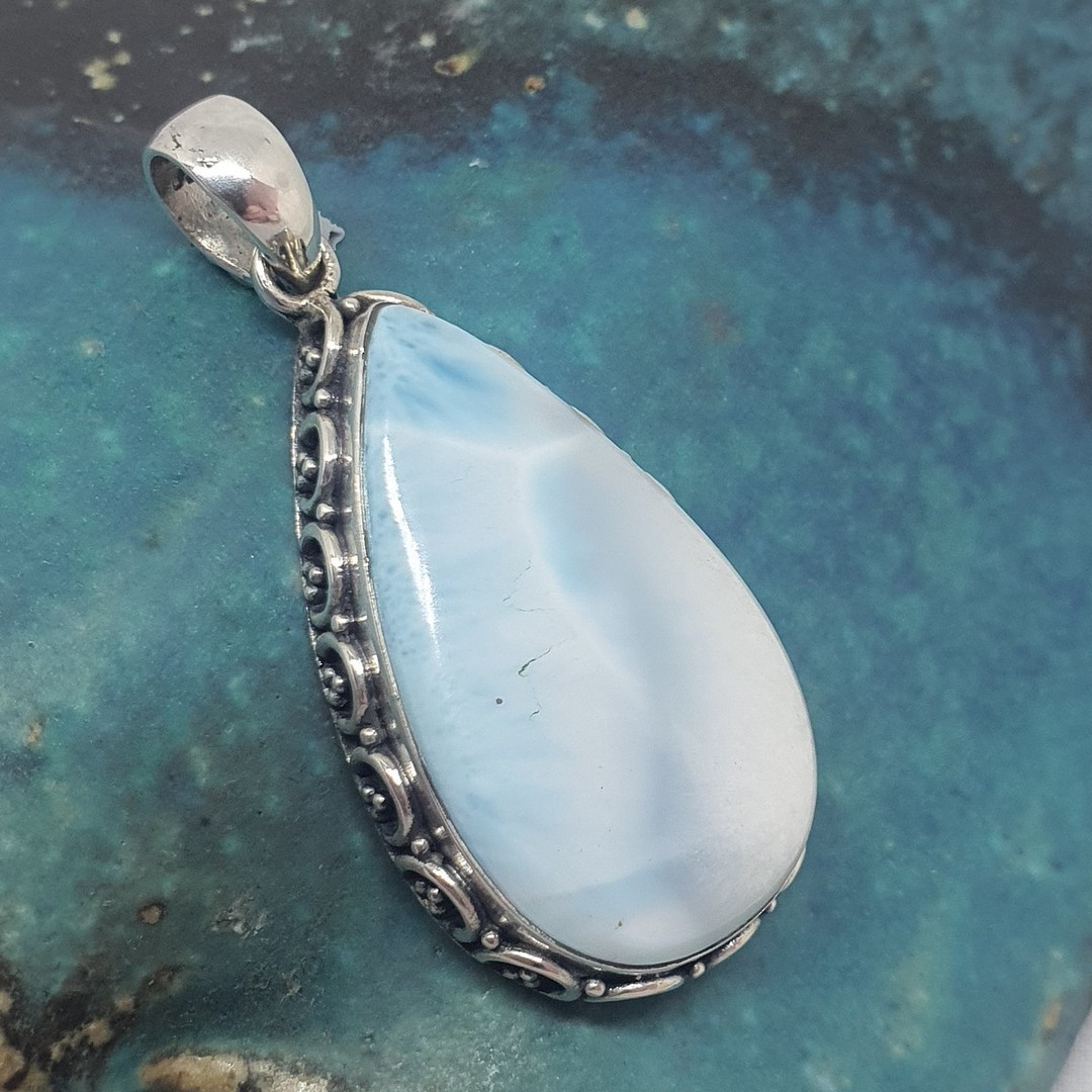 Sterling silver larimar gemstone pendant image 3