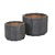 Click to swap image: &lt;strong&gt;Hanson Flute Planter Set of 2- Black/Sand&lt;/strong&gt;&lt;h5&gt;RRP - &#36;414&lt;/h5&gt;Dimensions: 430 Dia x H320mm + 330 Dia x H250mm&lt;br&gt;Shipped: Assembled - 0.081m3&lt;br&gt;&lt;strong&gt;Product&lt;/strong&gt;&lt;/br&gt; - Handcrafted: Yes&lt;br&gt; - Area Of Use: Indoor and Outdoor&lt;br&gt; - Colour: Black Sand&lt;br&gt; - Material: Earthenware Ceramic&lt;br&gt; - Finish: Ceramic Glaze&lt;br&gt; - Care Label: As these items are handcrafted using artisanal techniques, every product is unique