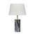 Click to swap image: &lt;strong&gt;Easton Marble Tbl Lamp-Wh/Gy - RRP-&#36;402&lt;/strong&gt;&lt;/br&gt;Dimensions: W290 x D290 x H470mm&lt;/br&gt;Shipped: K/D - Requires Assembly on site - 0.05m3&lt;/br&gt;Base Material - Marble&lt;/br&gt;Base Colour - Grey&lt;/br&gt;Base Finish - Polished&lt;/br&gt;Cord Colour - White&lt;/br&gt;Cord Material - Fabric&lt;/br&gt;Cord Length - 250mm&lt;/br&gt;Electrical Lampholder - E27&lt;/br&gt;Electrical Wattage - Max 25W&lt;/br&gt;Electrical Switch - Cordline Swtich&lt;/br&gt;Product Item Weight - 5.6kg&lt;/br&gt;Shade Material - Matt&lt;/br&gt;Shade Colour - White&lt;/br&gt;Shade Material - Metal