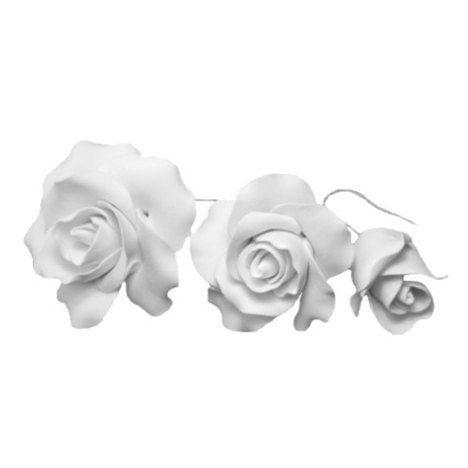 Icing White Rose Mix, 25mm. 45mm, 65mm roses (box 24) image 0