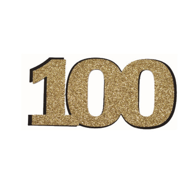 100th Glitter Gold Cake Topper (Card 85x70mm) image 0