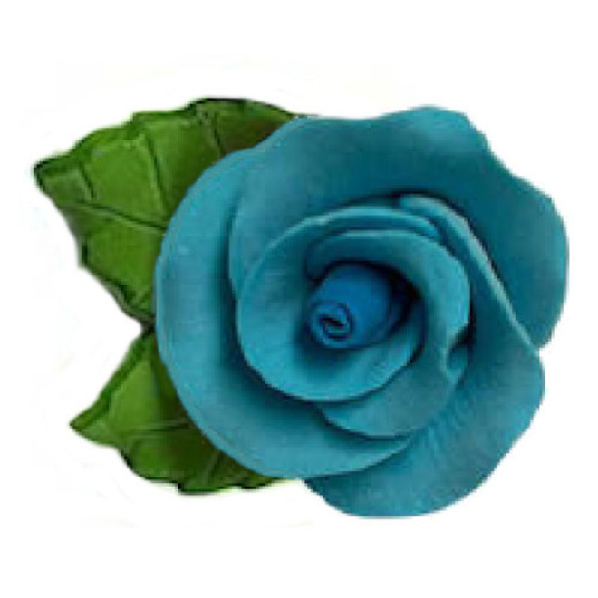 Icing 30mm Blue Roses With Leaf (144) image 0