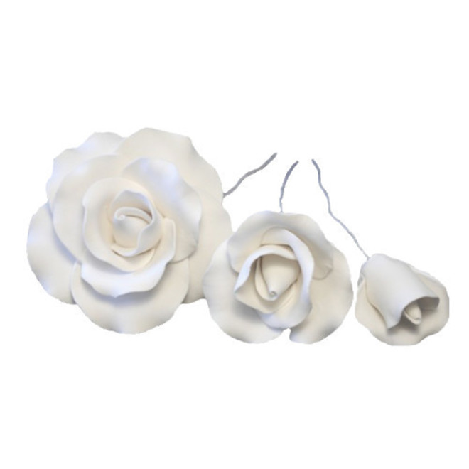 Icing Rose Mix White, 35mm, 55mm, 85mm flowers (Box 15) image 0