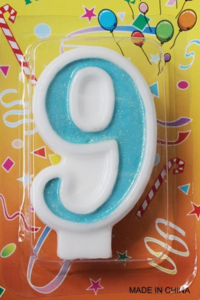 Candle Glitter Blue Number #9 (80mm) image 0