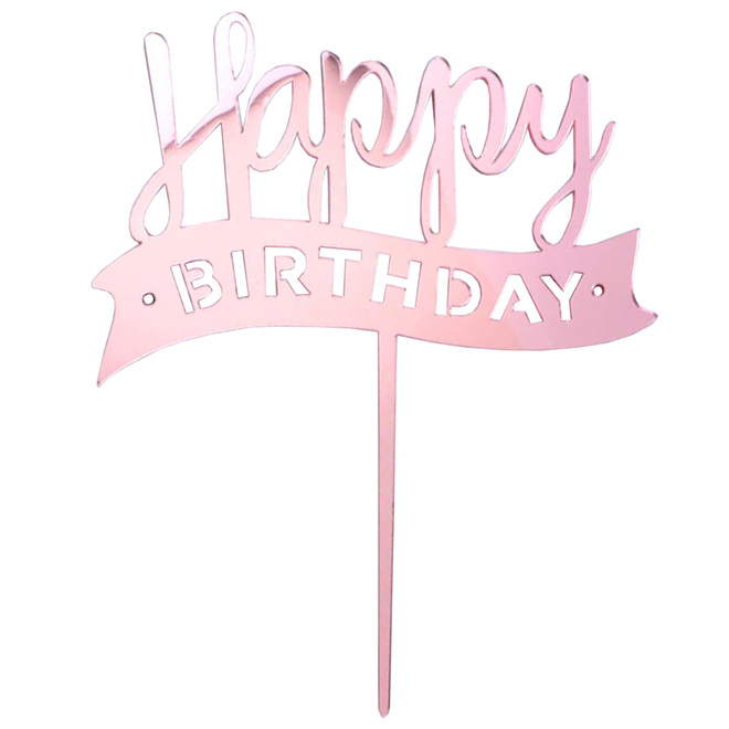 "Happy Birthday" Pink Ribbon Topper (Card 150x120mm) image 0