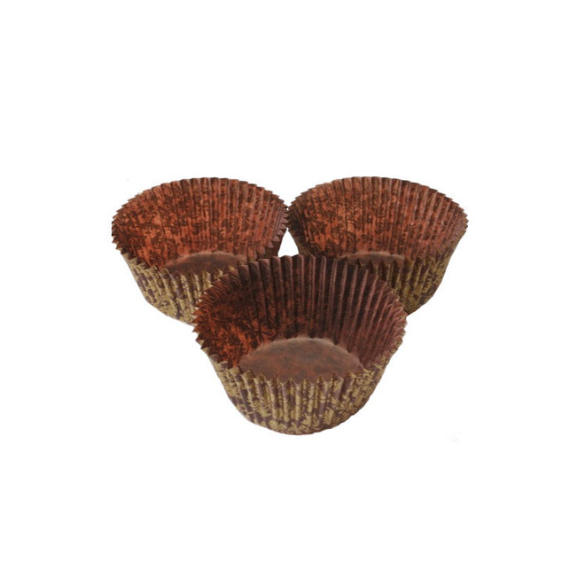 Large Muffin Paper Cases High Tea Brown/Gold 55x36mm (500) image 0