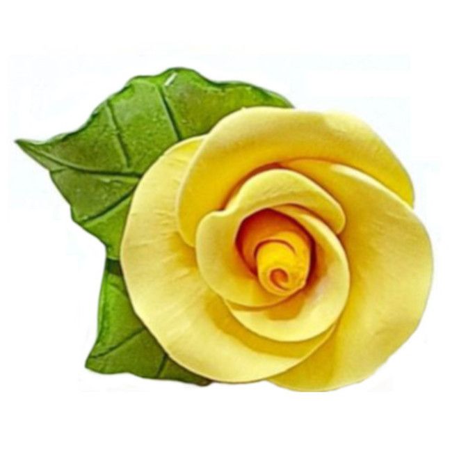 Icing 30mm Yellow Roses With Leaf (144) image 0