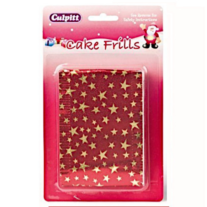 Christmas Frill Gold Star on Red (914mm, 83mm width) image 0