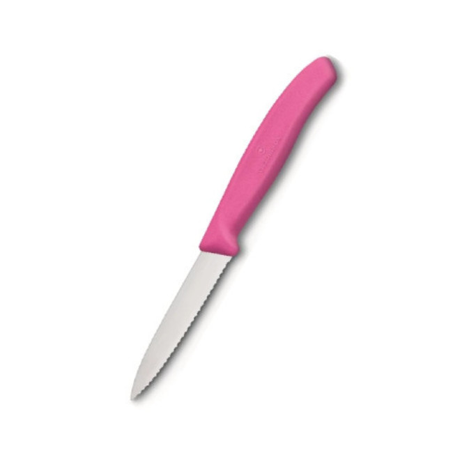 Paring Knife, Pink Nylon Handle (8cm Serrated Blade) image 0