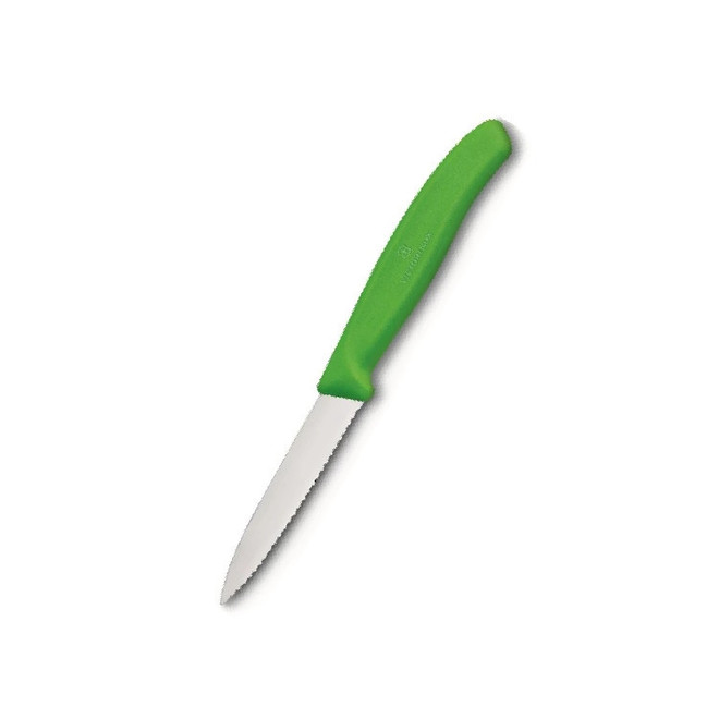  Paring Knife, Green Nylon Handle (8cm Serrated Blade) image 0