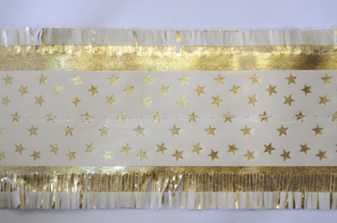 Star Pattern Band 1m x 76mm wide  Gold on White image 0