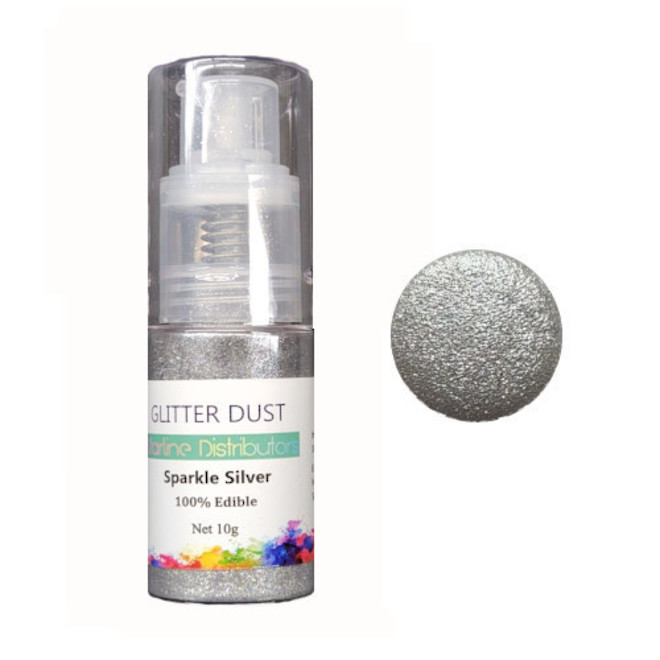 Glitter Dust - Silver Pump 10gm  (100% Edible) image 0